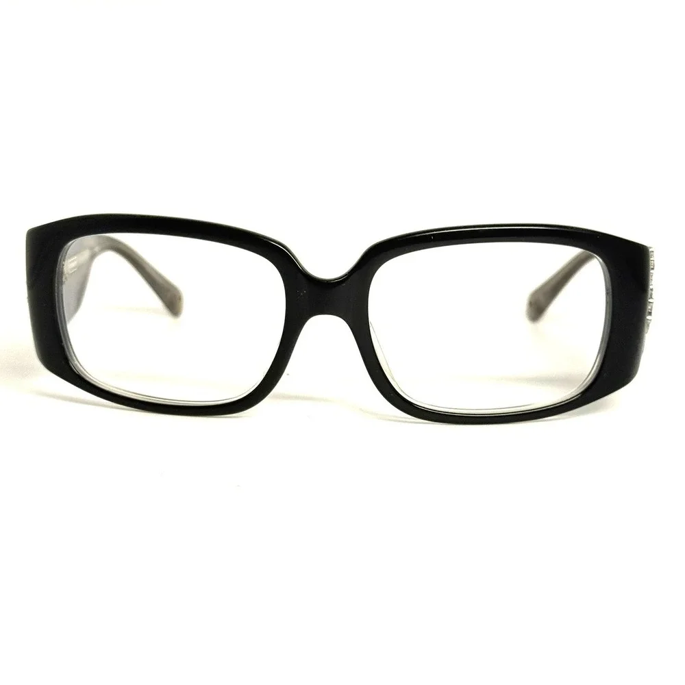 Coach S2001 Black Rectangular Eyeglass Frames with Floral Accents 125